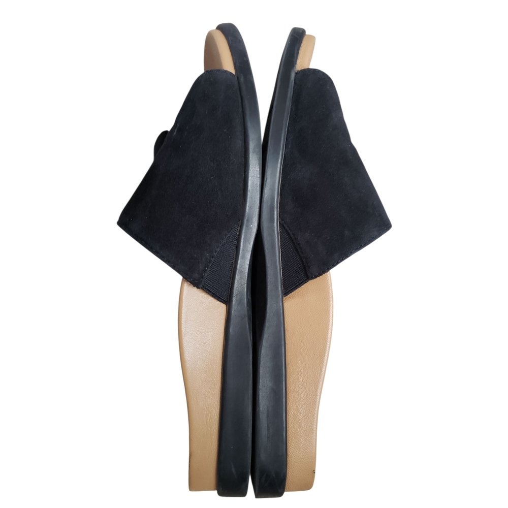 Vionic Slides Black Womens Roni Size 6 Suede Ruffle Shoes Detail Slip-On Sandals - Picture 4 of 15